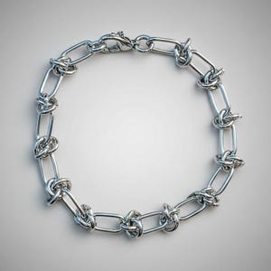 Silver Paperclip Barbed Wire Bracelet, Unisex - - LadybugfeetDesigns -