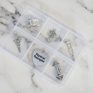 Physical Therapist Mini Charm Box - 6 pc., Silver - - LadybugfeetDesigns -