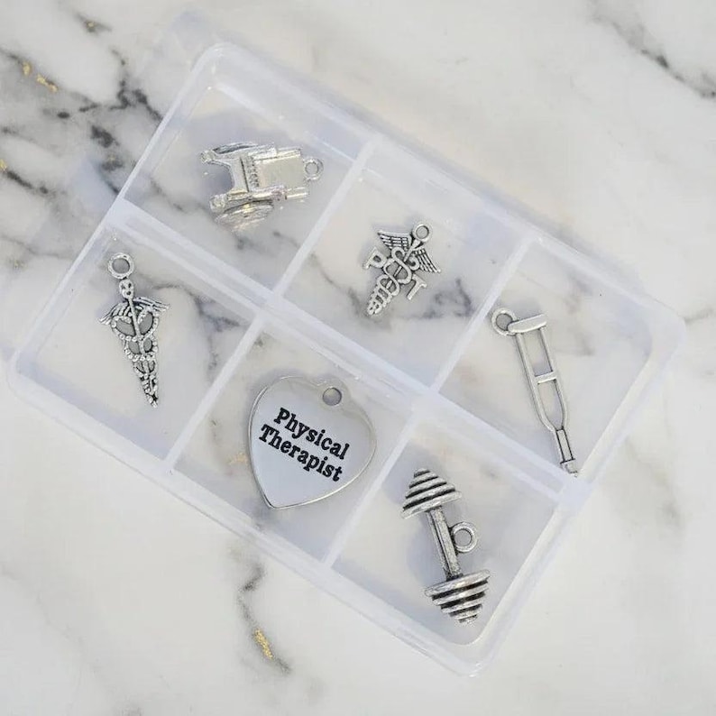 Physical Therapist Mini Charm Box - 6 pc., Silver - - LadybugfeetDesigns -