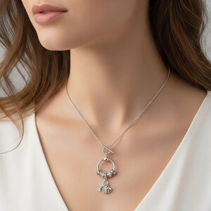 Best Friend Sterling Silver Toggle Charm Necklace, 20 inches - - LadybugfeetDesigns -