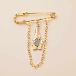 Gnome Safety Pin Brooch, Purse Charm - - LadybugfeetDesigns -