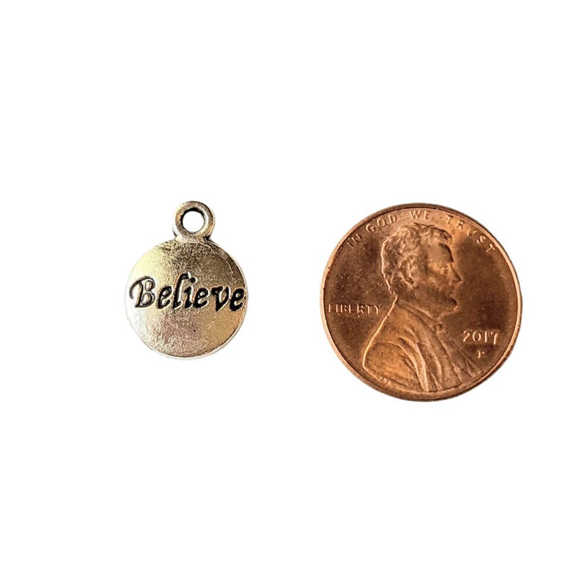 Silver Believe Charm - - LadybugfeetDesigns -