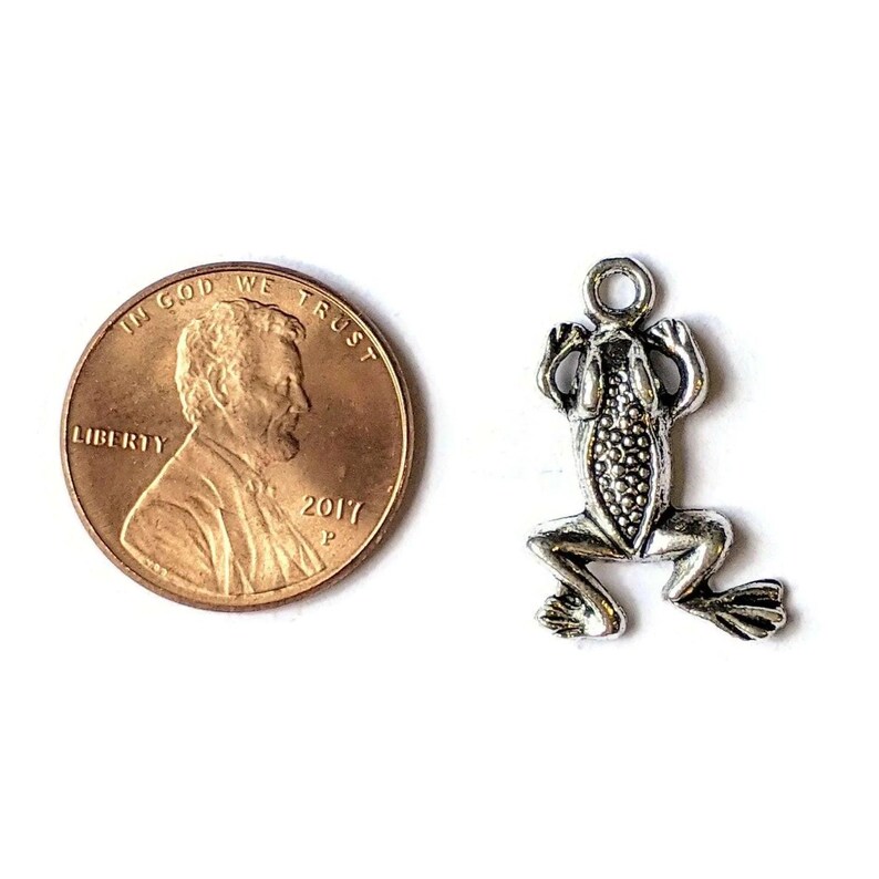 Silver Frog Charm - - LadybugfeetDesigns -