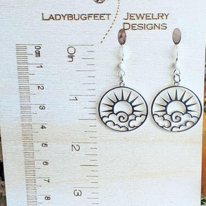 Sunny Day Sterling Silver dangle earrings - - LadybugfeetDesigns -