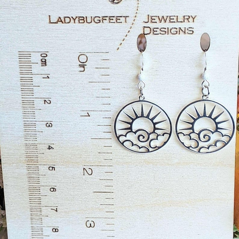 Sunny Day Sterling Silver dangle earrings - - LadybugfeetDesigns -
