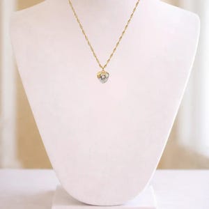 Sparkly Melting Heart necklace, Gold- 20 inch - - LadybugfeetDesigns -