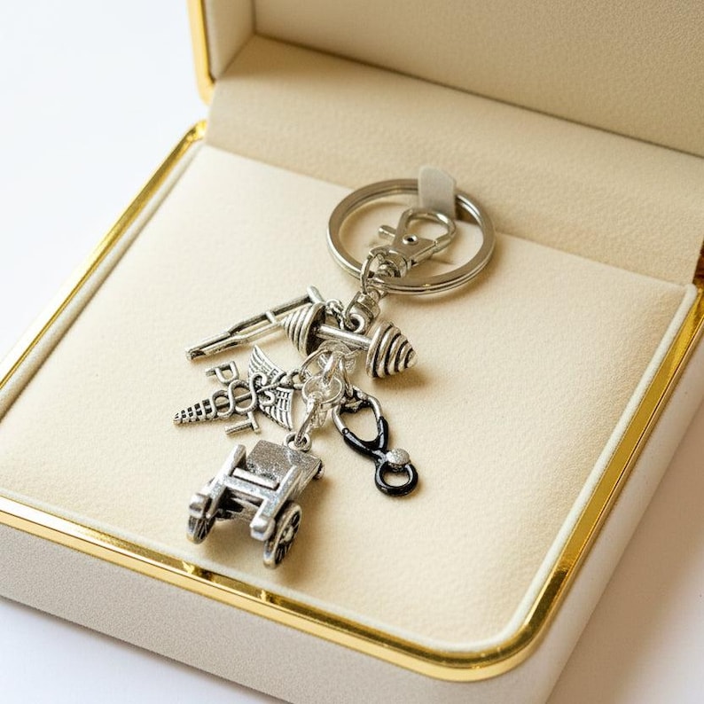 Physical Therapist Keychain - - LadybugfeetDesigns -
