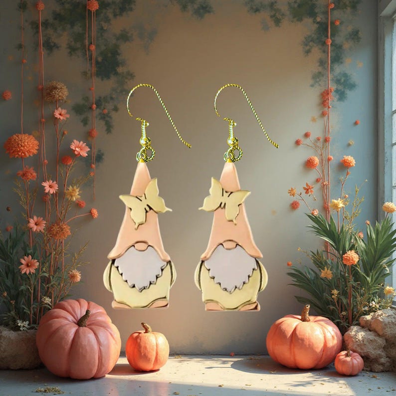 Boho Gnome hook earrings - Gold Filled hooks - - LadybugfeetDesigns -