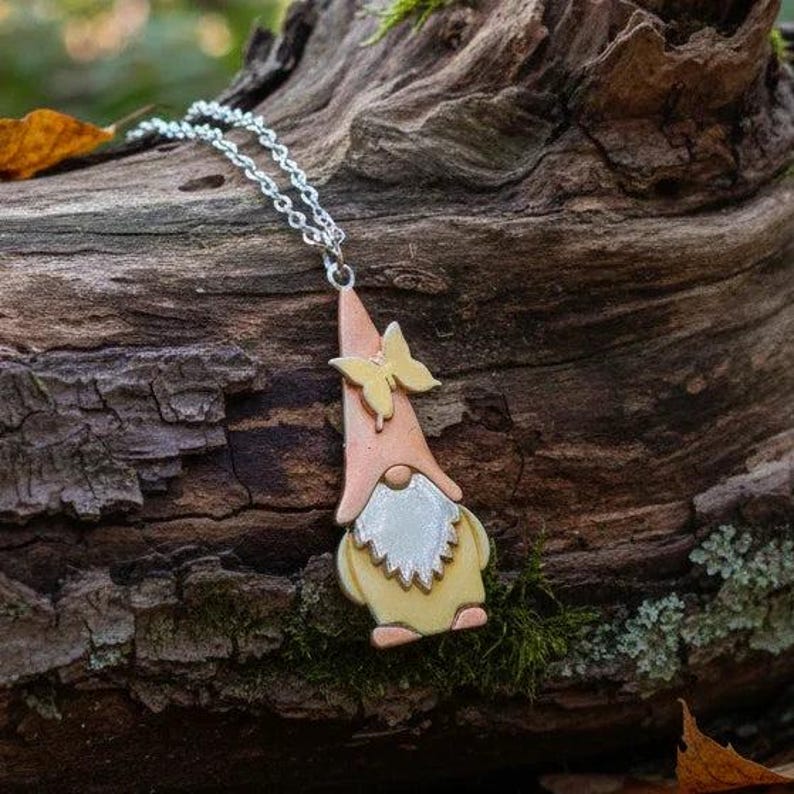 Boho Gnome Necklace, Silver - - LadybugfeetDesigns -
