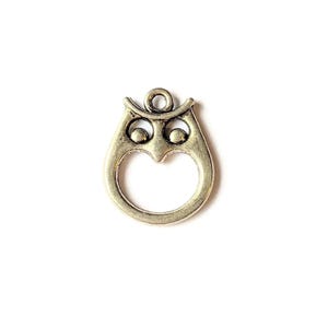 Silver Open Owl Charm Pendant - - LadybugfeetDesigns -