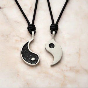 Adjustable YIN and YANG Double Necklace Set - - LadybugfeetDesigns -