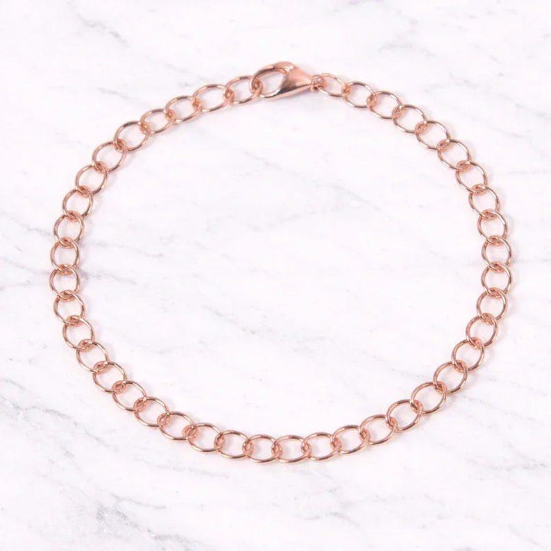 Rose Gold Small Rolo Charm Bracelet Base - D.i.y. - Build Your Charm Bracelet! - - LadybugfeetDesigns -