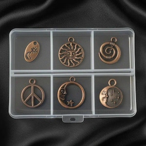 Celestial Mini Charm Box - 6 pc., Rose-Gold/Copper - - LadybugfeetDesigns -
