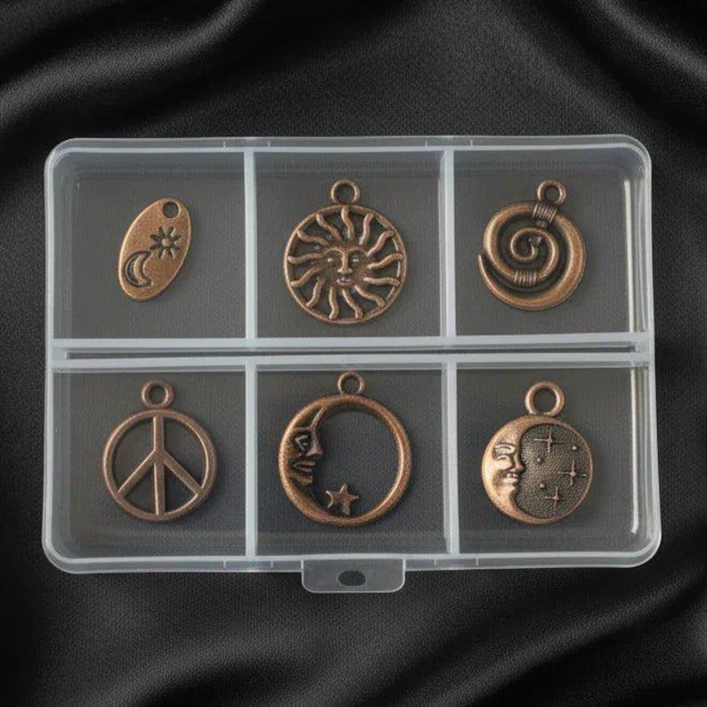 Celestial Mini Charm Box - 6 pc., Rose-Gold/Copper - - LadybugfeetDesigns -