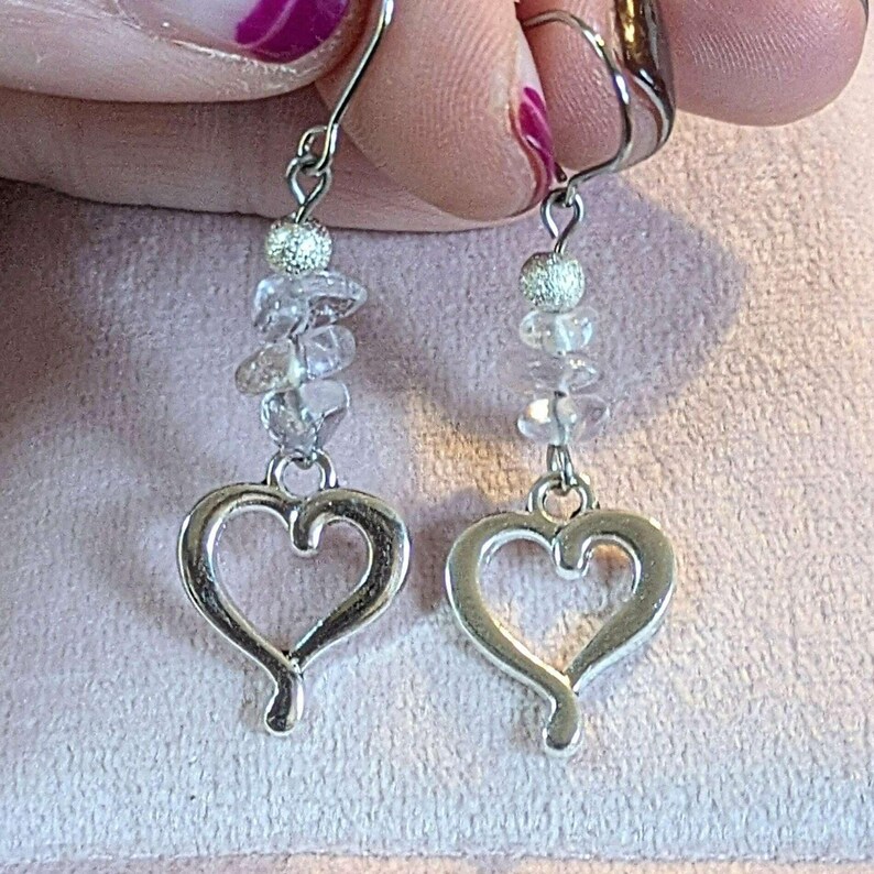 Ametrine Heart dangle earrings, silver - - LadybugfeetDesigns -