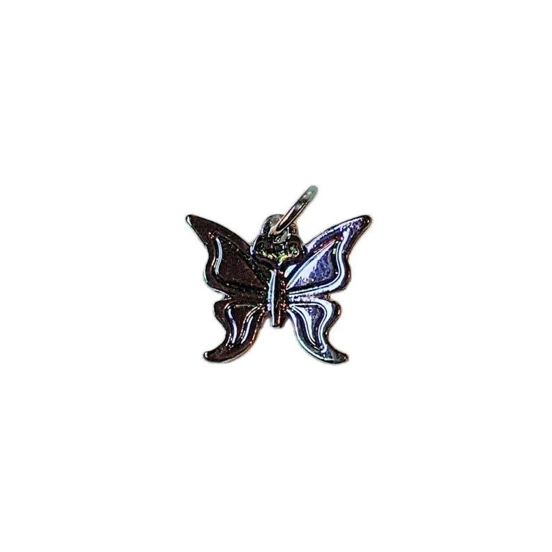 Black Electroplated Butterfly Charm - - LadybugfeetDesigns -
