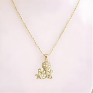 CZ Octopus necklace, Gold - 20 inch - - LadybugfeetDesigns -