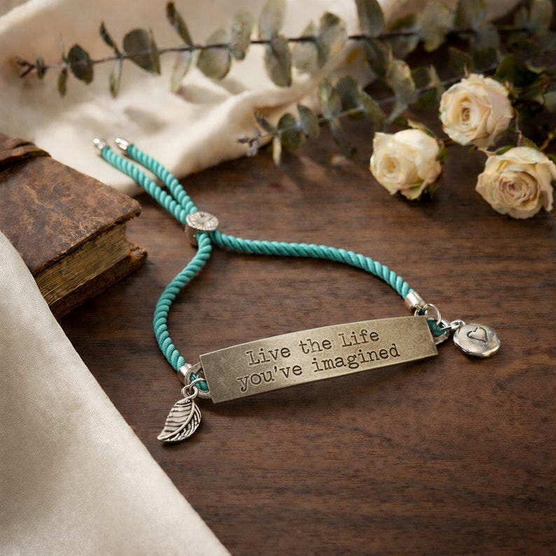 Live the Life You've Imagined Twisted Rope Bolo bracelet - - LadybugfeetDesigns -