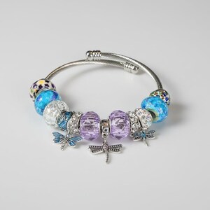 Dragonfly Euro Cuff Wrap Bracelet, Silver - - LadybugfeetDesigns -