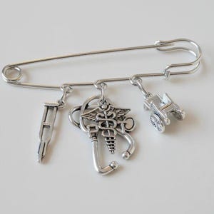PT - Physical Therapist Safety Pin Brooch, Purse Charm - - LadybugfeetDesigns -