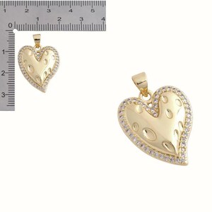Textured Heart necklace, Gold - 20 inch - - LadybugfeetDesigns -