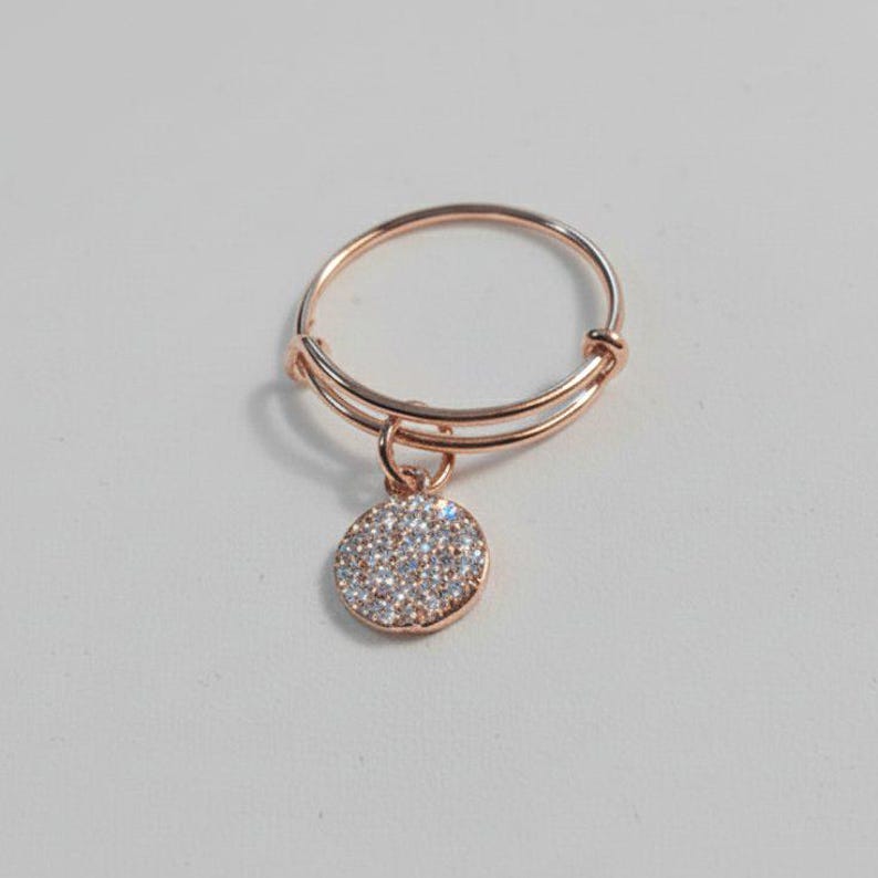 CZ Full Moon Rose Gold Circle Ring 5-7 - - LadybugfeetDesigns -