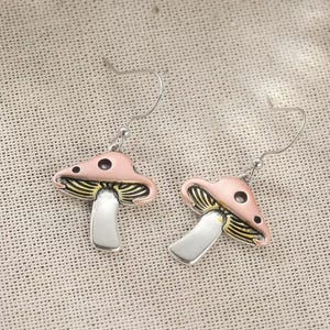 Rustic Whimsical Mushroom Hook Earrings - - LadybugfeetDesigns -