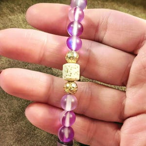Iridescent Purple Mystic Aura Quartz Gemstone Diffuser bracelet - - LadybugfeetDesigns -