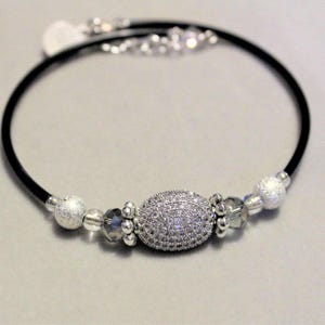 Cubic Zirconia Memory Wire Bangle bracelet - - LadybugfeetDesigns -