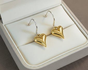 Fancy Heart dangle earrings, Silver