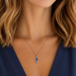 Blue Tag Necklace, 20 inches - Silver - - LadybugfeetDesigns -