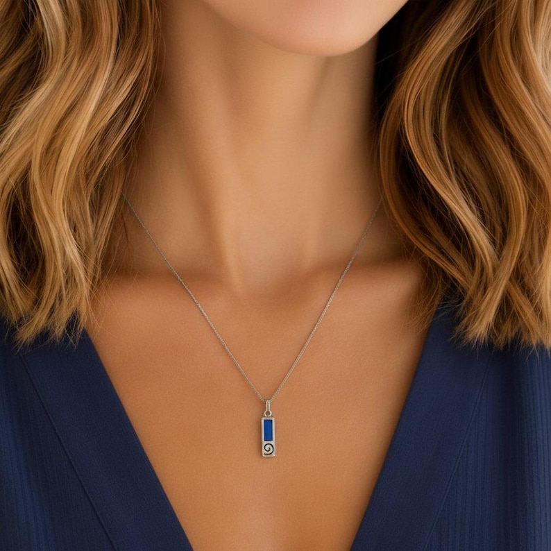 Blue Tag Necklace, 20 inches - Silver - - LadybugfeetDesigns -