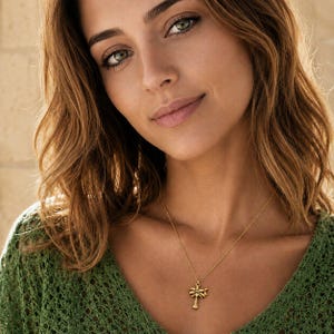 Palm Tree Necklace, Gold - 18- 24 inch - - LadybugfeetDesigns -