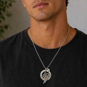 Forever in My Heart Initial Memory necklace, Silver - 20 inch Unisex - - LadybugfeetDesigns -