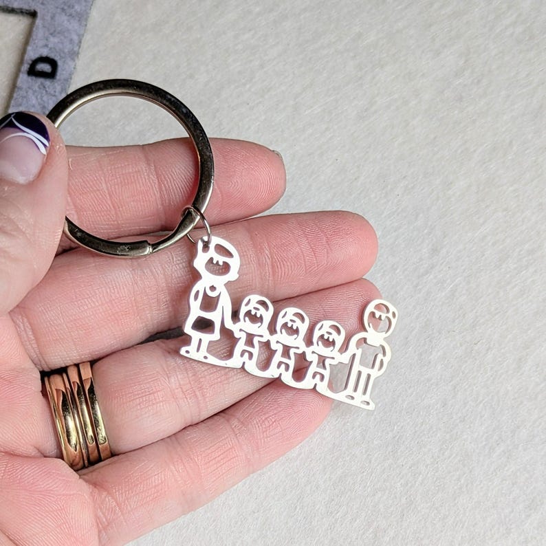 Happy Family Key Chain, Key Holder - Father's Day Gift - - LadybugfeetDesigns -