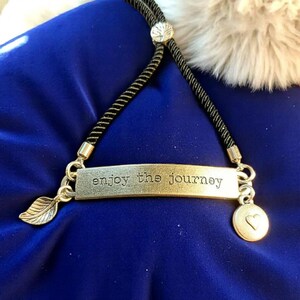 Enjoy the Journey, Inspirational Quote Twisted rope bolo Bracelet - - LadybugfeetDesigns -