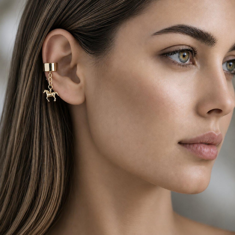 Horse Ear Cuff, Gold - - LadybugfeetDesigns -