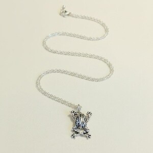 Fancy Rustic Frog Necklace, 20 inches - Silver - - LadybugfeetDesigns -