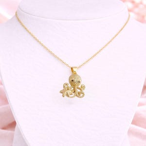 CZ Octopus necklace, Gold - 20 inch - - LadybugfeetDesigns -