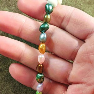 Multi Color Freshwater Pearl Stretch bracelet - - LadybugfeetDesigns -