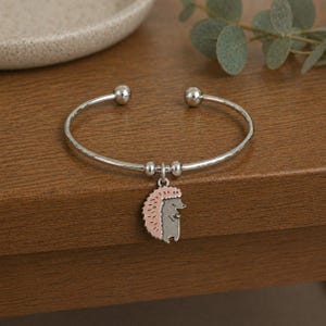 Hedgehog Euro Bangle Cuff, Silver - - LadybugfeetDesigns -