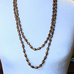 Gleaming Copper Crystal Necklace - 60 inch - - LadybugfeetDesigns -