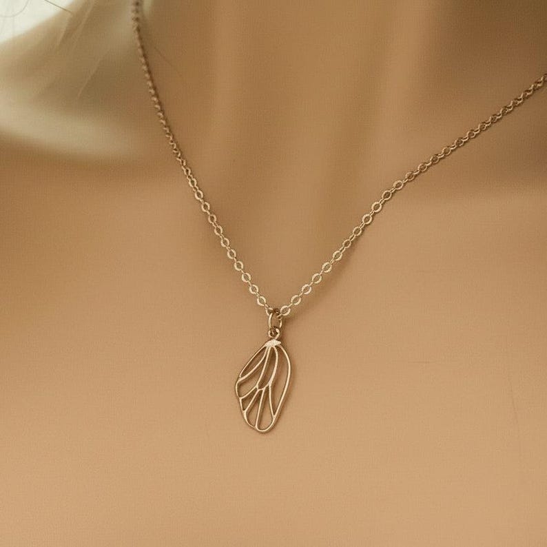 Butterfly/Fairy Wing Rose Gold necklace/earrings set, 18 inch - - LadybugfeetDesigns -