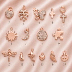DESIGN YOUR Charm Ring, Adjustable Rose-Gold Filled charm dangle ring - - LadybugfeetDesigns -