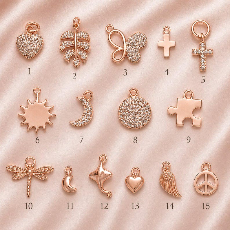 DESIGN YOUR Charm Ring, Adjustable Rose-Gold Filled charm dangle ring - - LadybugfeetDesigns -