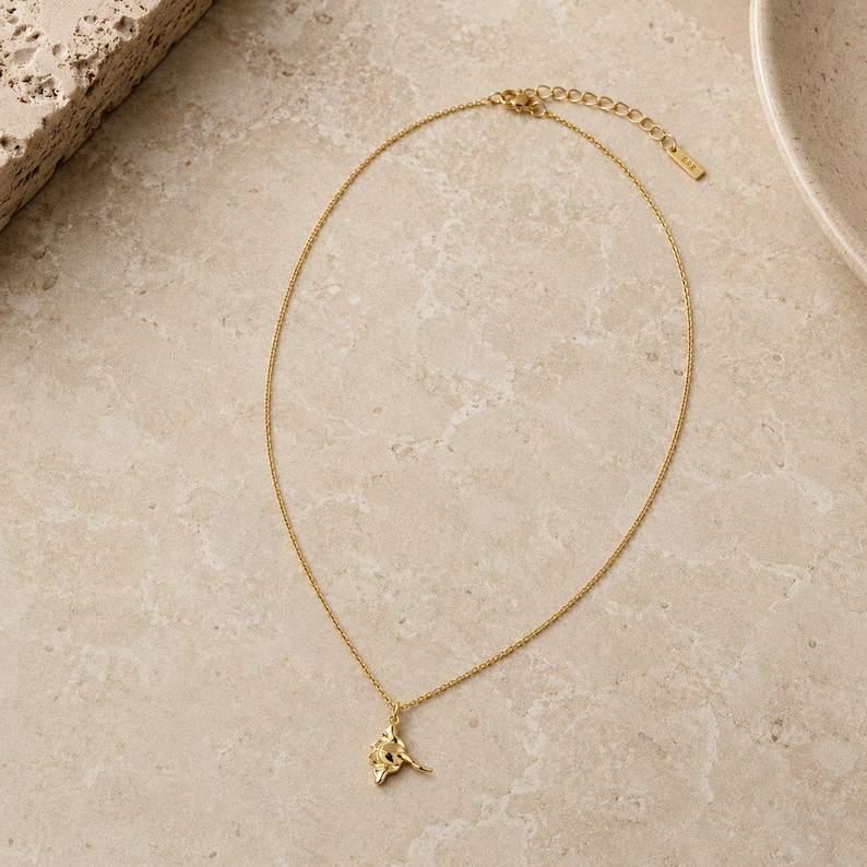 Manta Ray Necklace, Gold - 20 inches - - LadybugfeetDesigns -