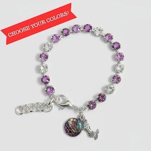 Mermaid Faceted Crystal Bracelet - - LadybugfeetDesigns -