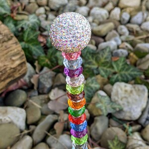 Fairy Wand Garden Stakes/ Beaded Fairy Garden 12"or 24" Stake/ Suncatcher - - LadybugfeetDesigns -