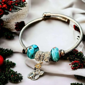Playful Kitty Euro Cuff Wrap Bracelet, Silver - - LadybugfeetDesigns -