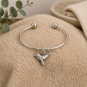 Manatee Euro Bangle Cuff, Silver - - LadybugfeetDesigns -